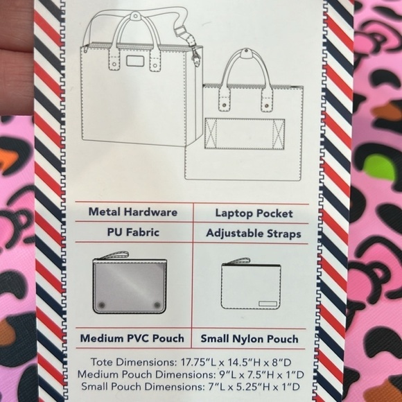 Brand New Hello Kitty bows & pink leopard three piece travel bag tote set rare - Picture 2 of 12